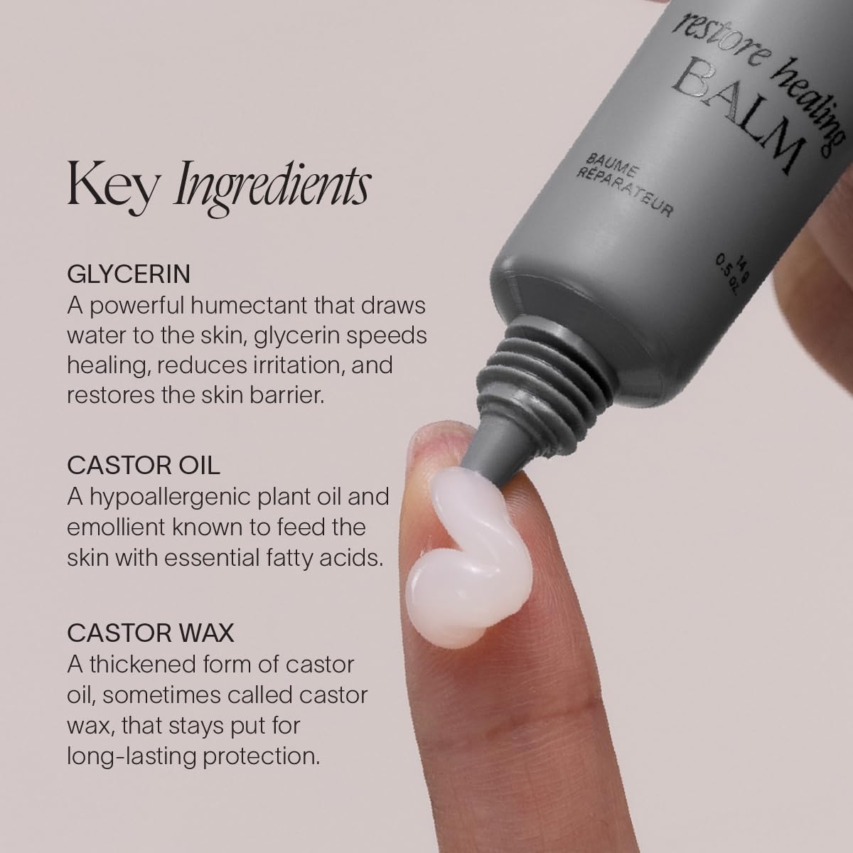 Aplicación labial con Doctor Rogers Restore para humectación diaria.