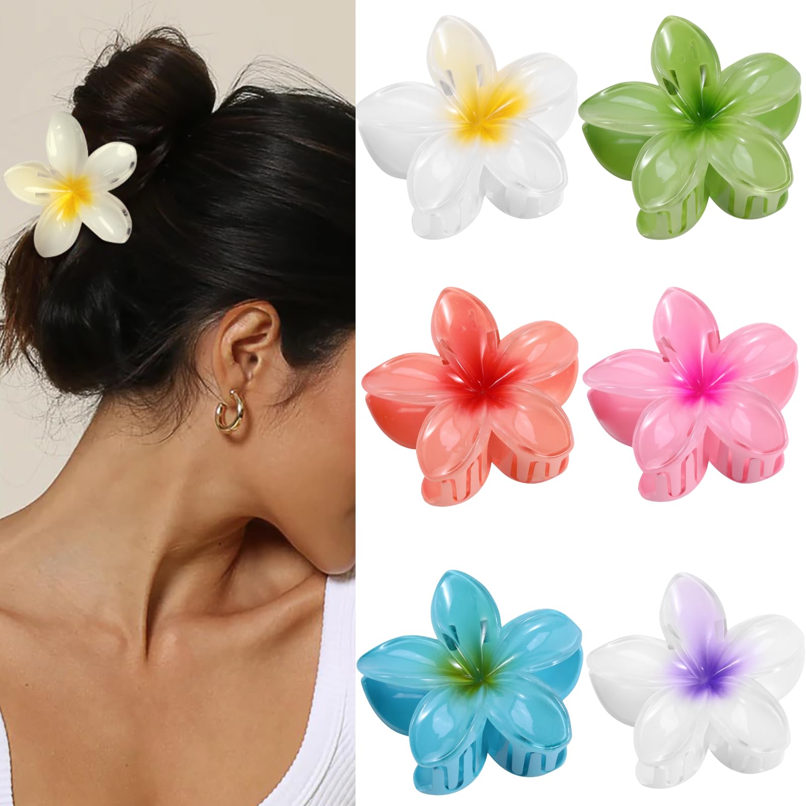 DOGODE pinzas flor hawaiana crema combina con outfits suaves