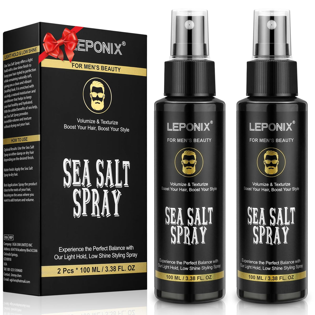 Dolirox botella-atomizador salina para cabello masculino con volumen ligero