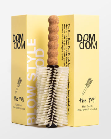 Dom Dom Big Papi: vista de la brocha con cerdas de jabalí y nylon para secado más rápido.