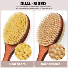 DOMLYRA cerdas de jabalí suaves utilizadas para exfoliación en la ducha.