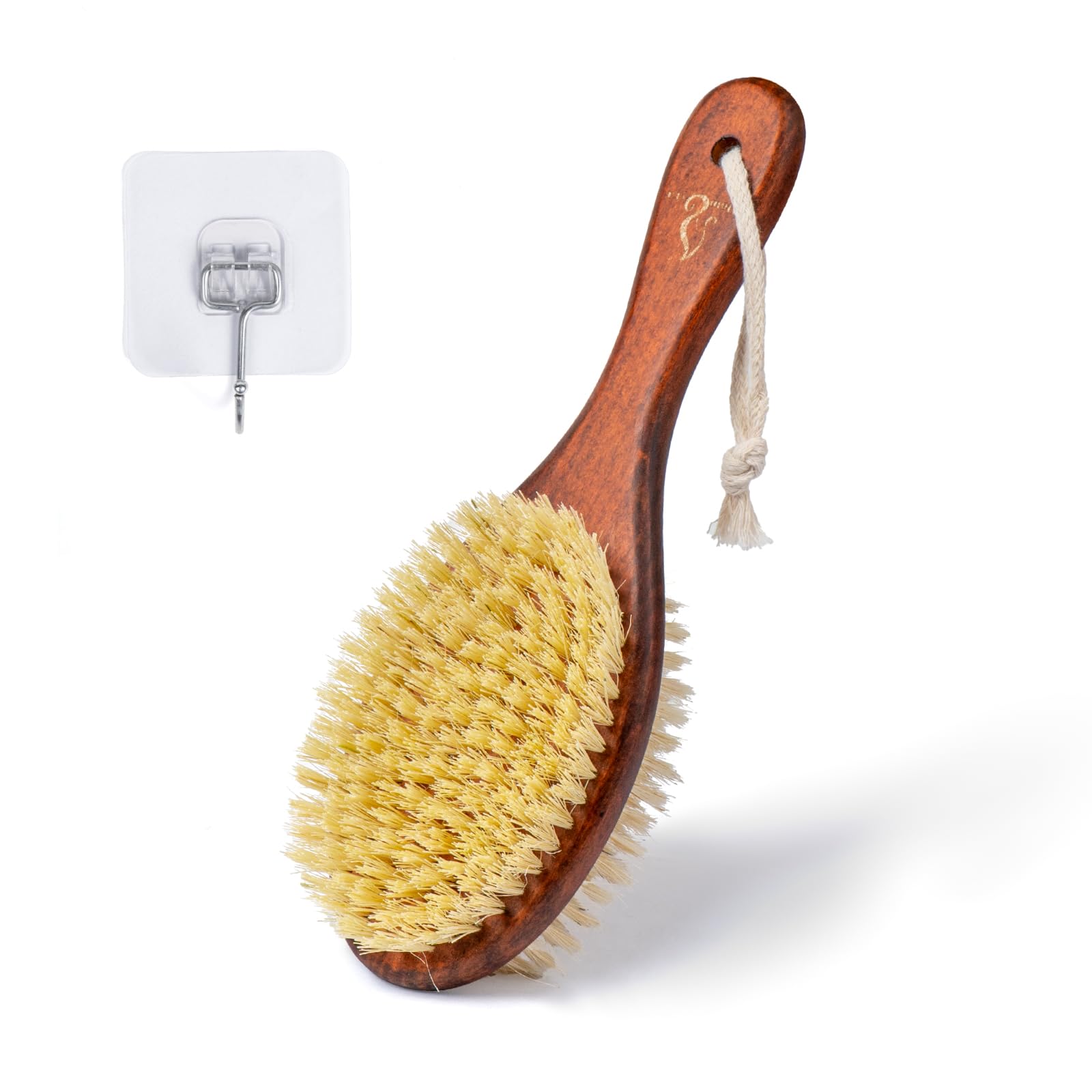 DOMLYRA cepillo de baño de doble cara con cerdas de jabalí suaves para exfoliar suavemente.