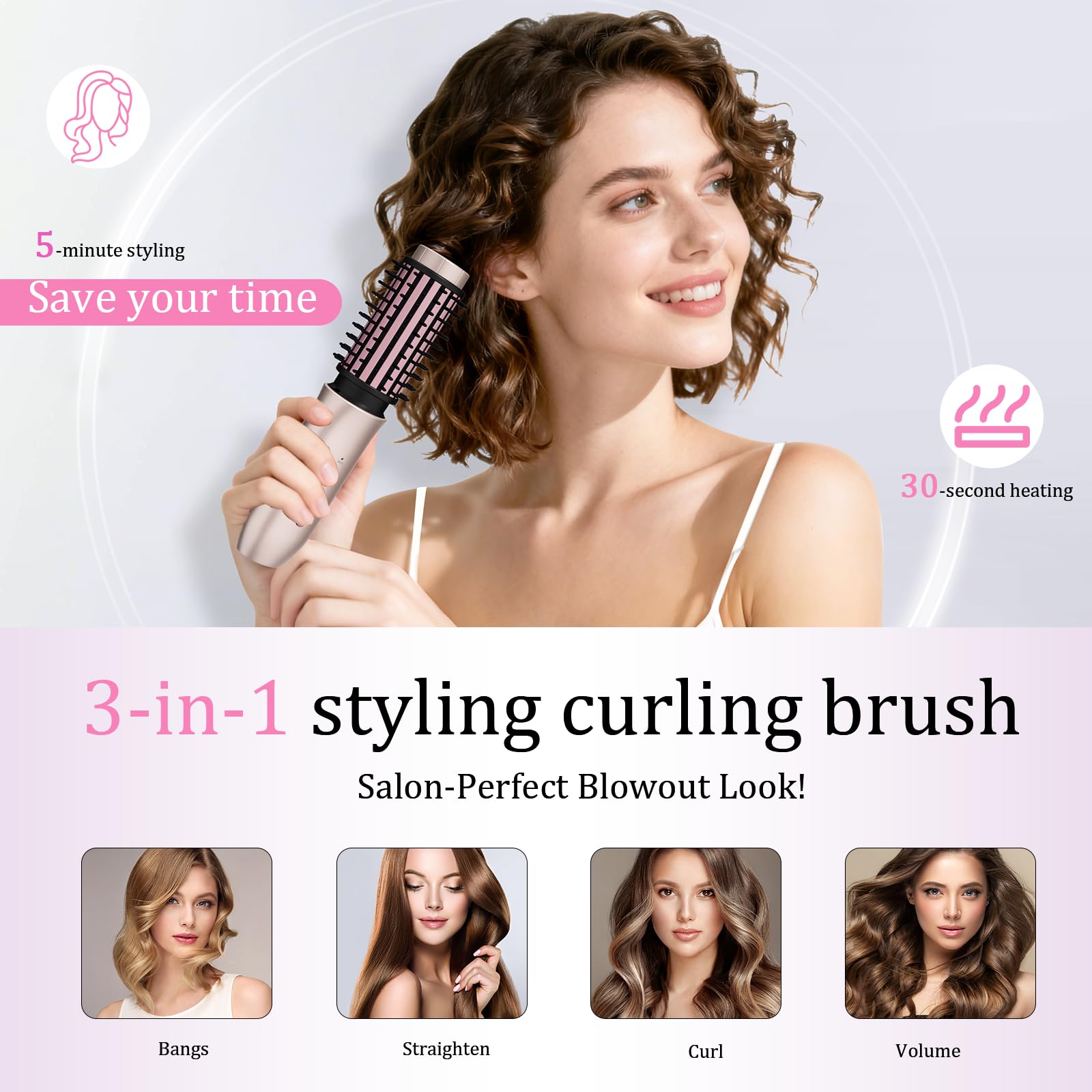 Dongxw Cepillo con Iones Anti-Frizz, brillo suave y control del peinado.