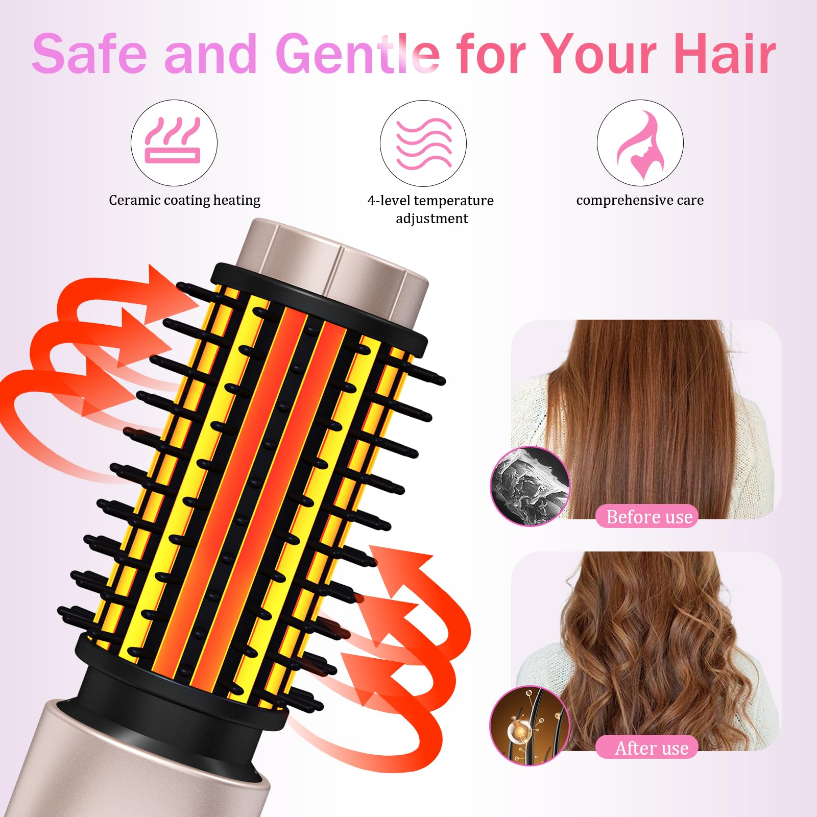 Dongxw Cepillo Rizado Termico Calor Rápido, ideal para rizos definidos en minutos.