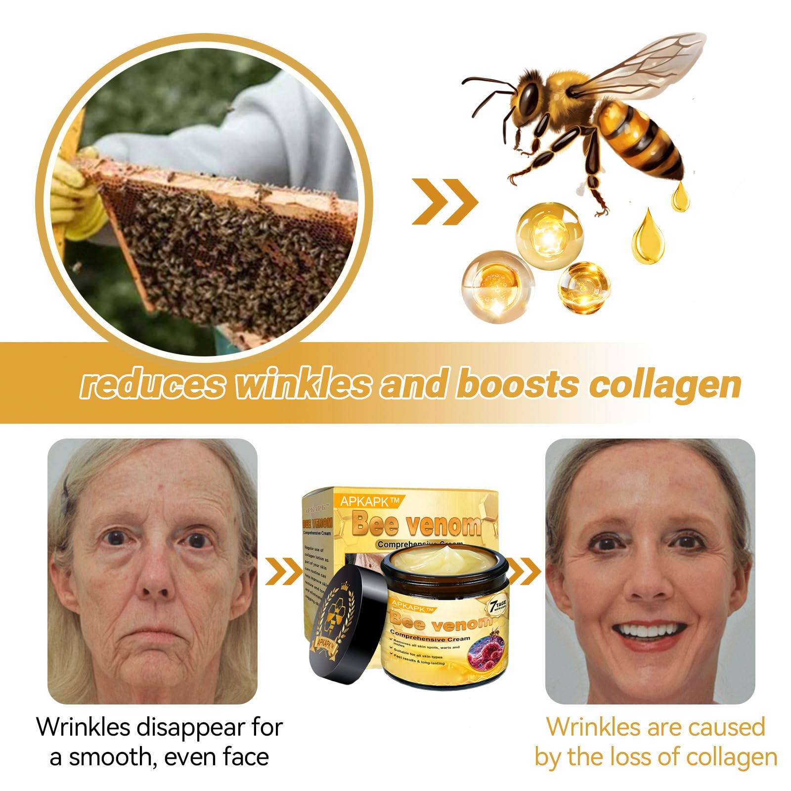 dooeka APKAPK crema veneno abeja, envase doble con dos frascos