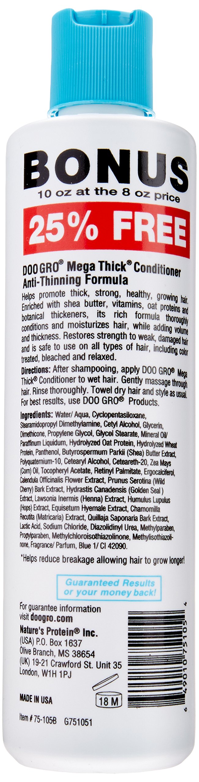 Doo Gro Mega Espeso Acondicionador, textura crema que hidrata y suaviza el cabello.