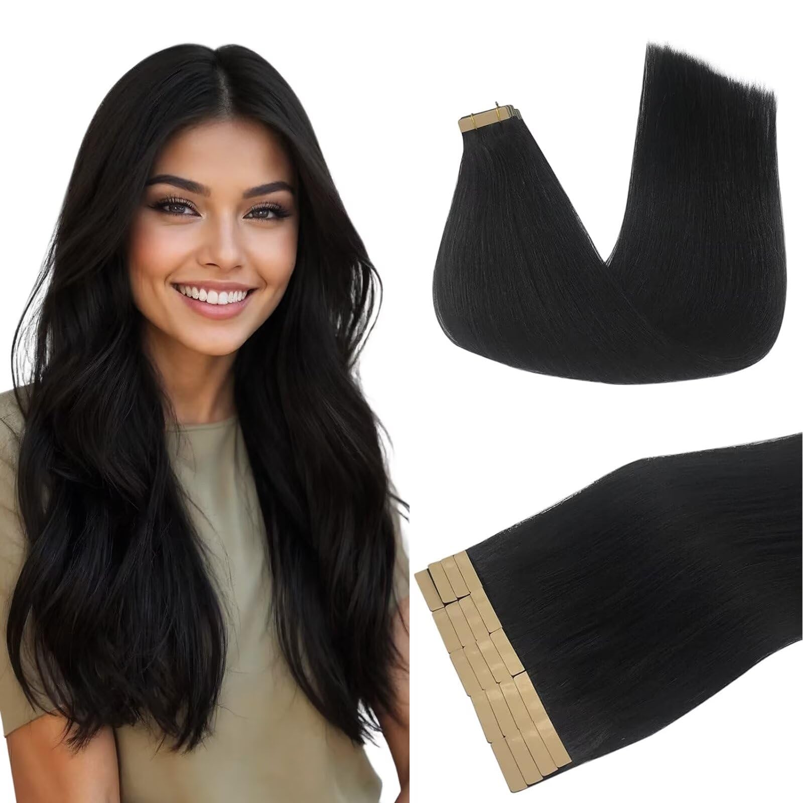 Extensiones DOORES Remy jet negro de 20 pulgadas para look natural