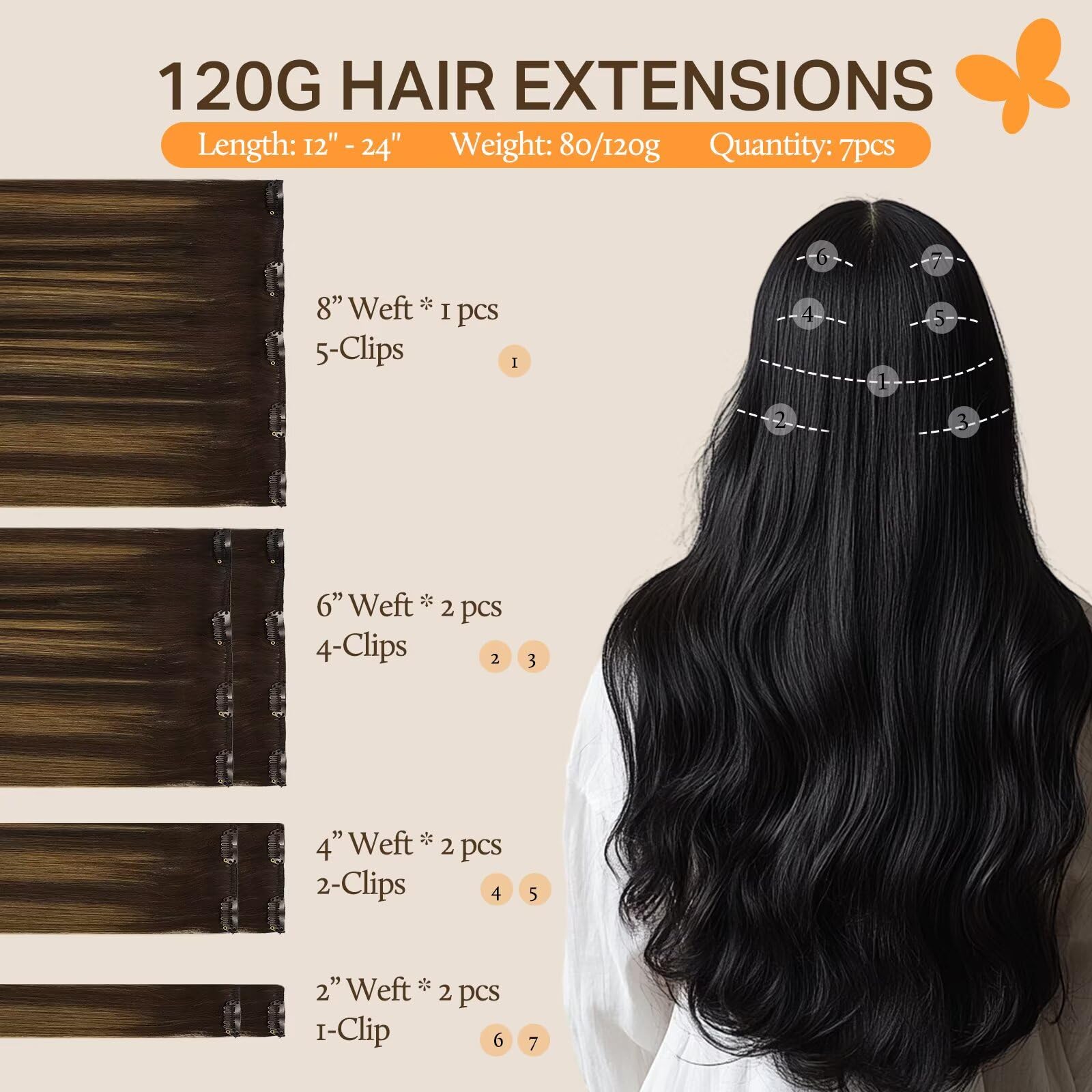 DOORES extensiones humanas 18 pulgadas lisas con clips para mayor longitud