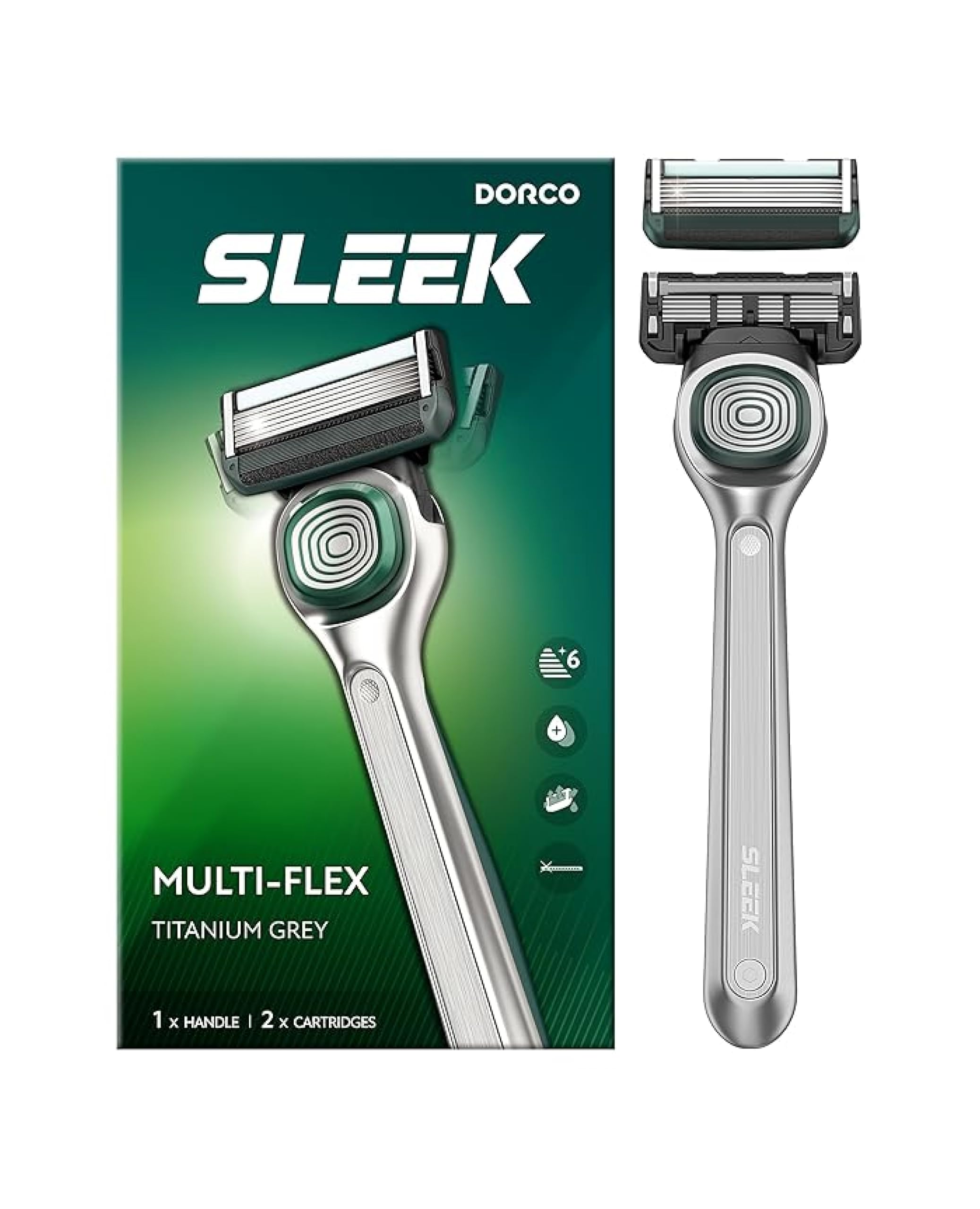 DORCO: afeitadora de 6 hojas con asa ergonómica para un agarre estable.