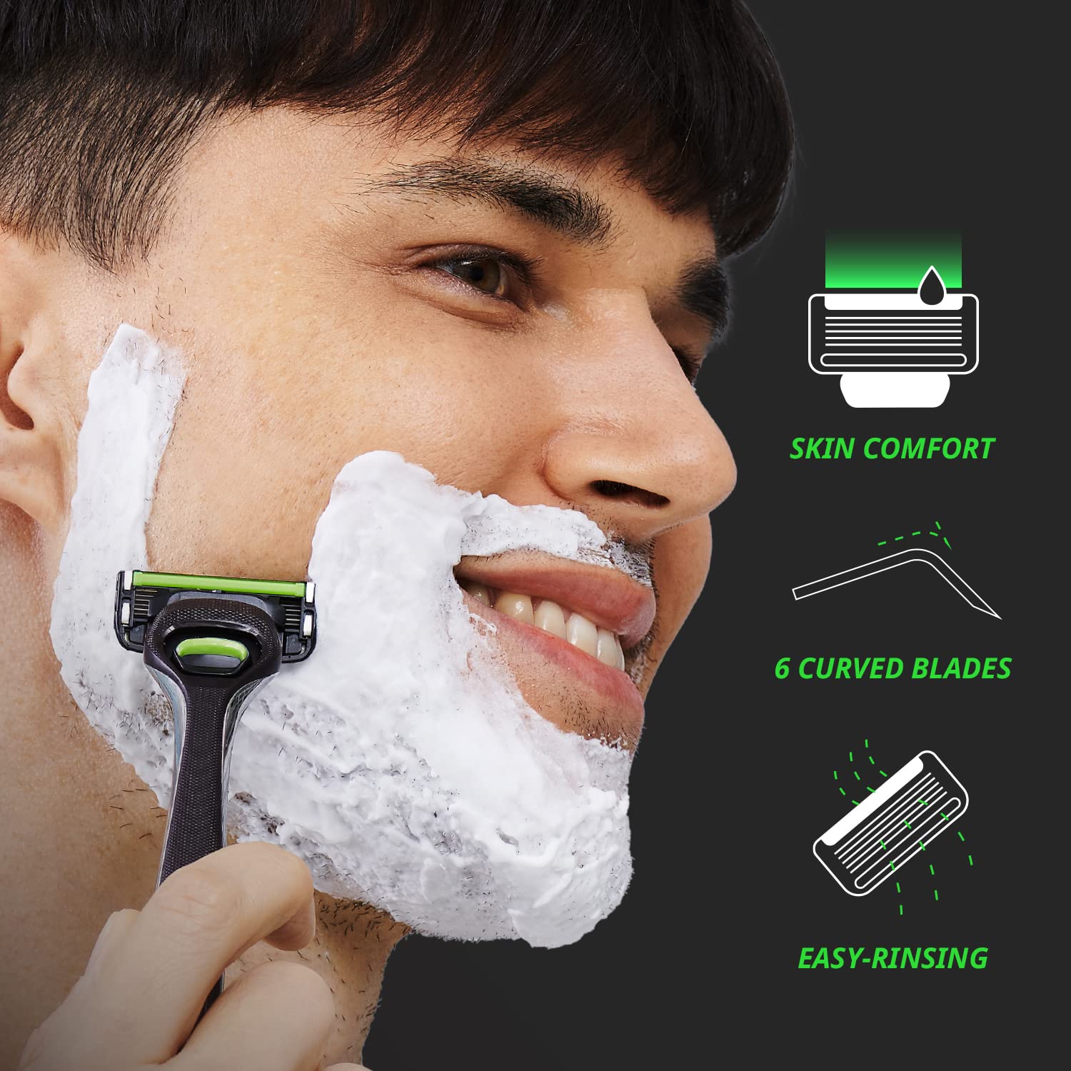 Dorco Pace 6 Pro, diseño de hoja abierta para enjuague rápido