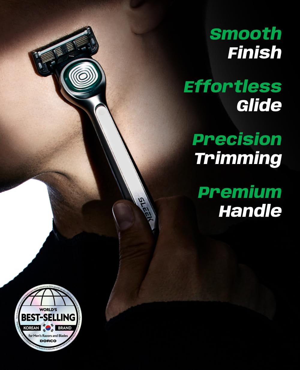 DORCO SLEEK: cabezal flexible Multi-Flex para adaptarse a contornos faciales.