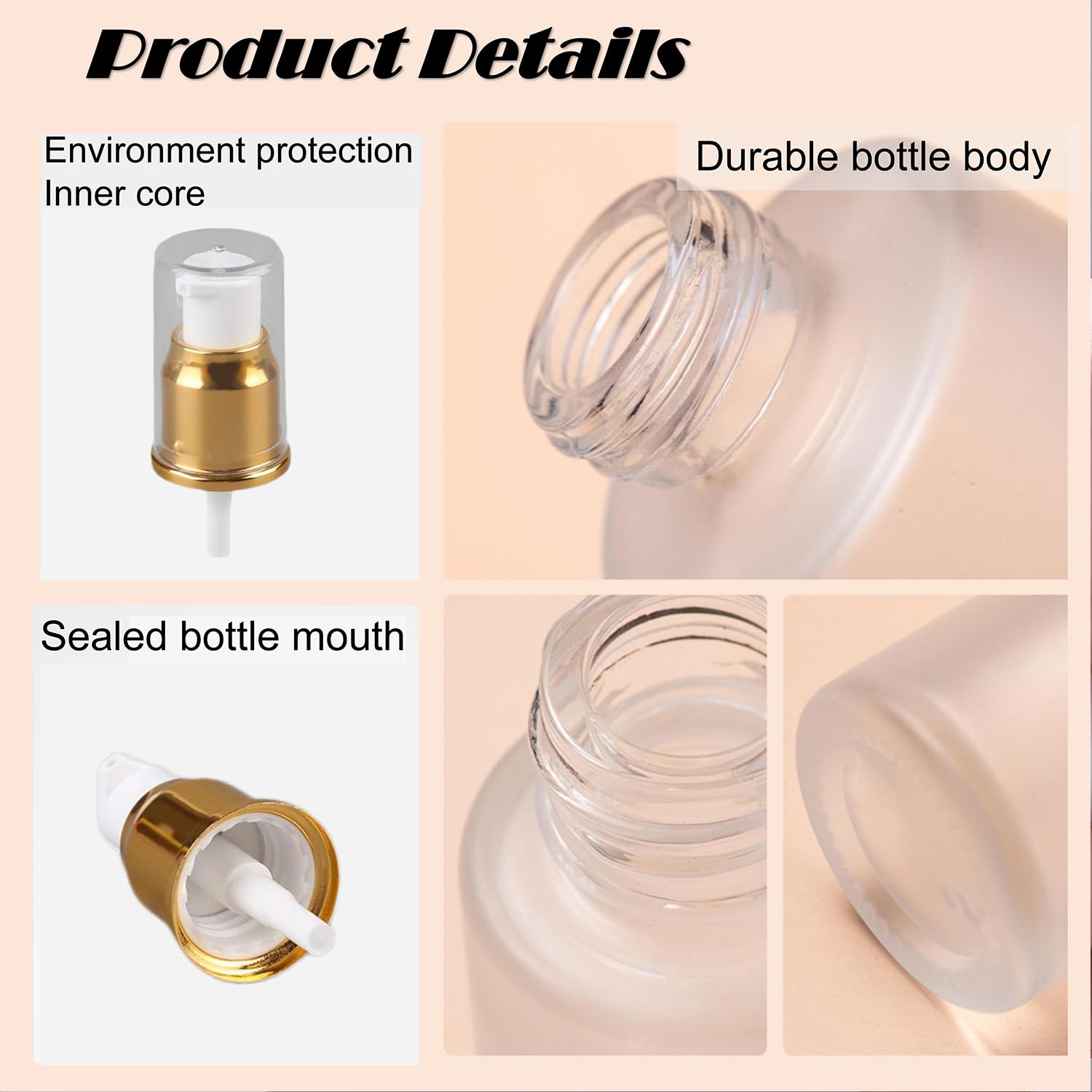 Doromy juego de 3 botellas 60 ml en vidrio esmerilado para cosméticos.