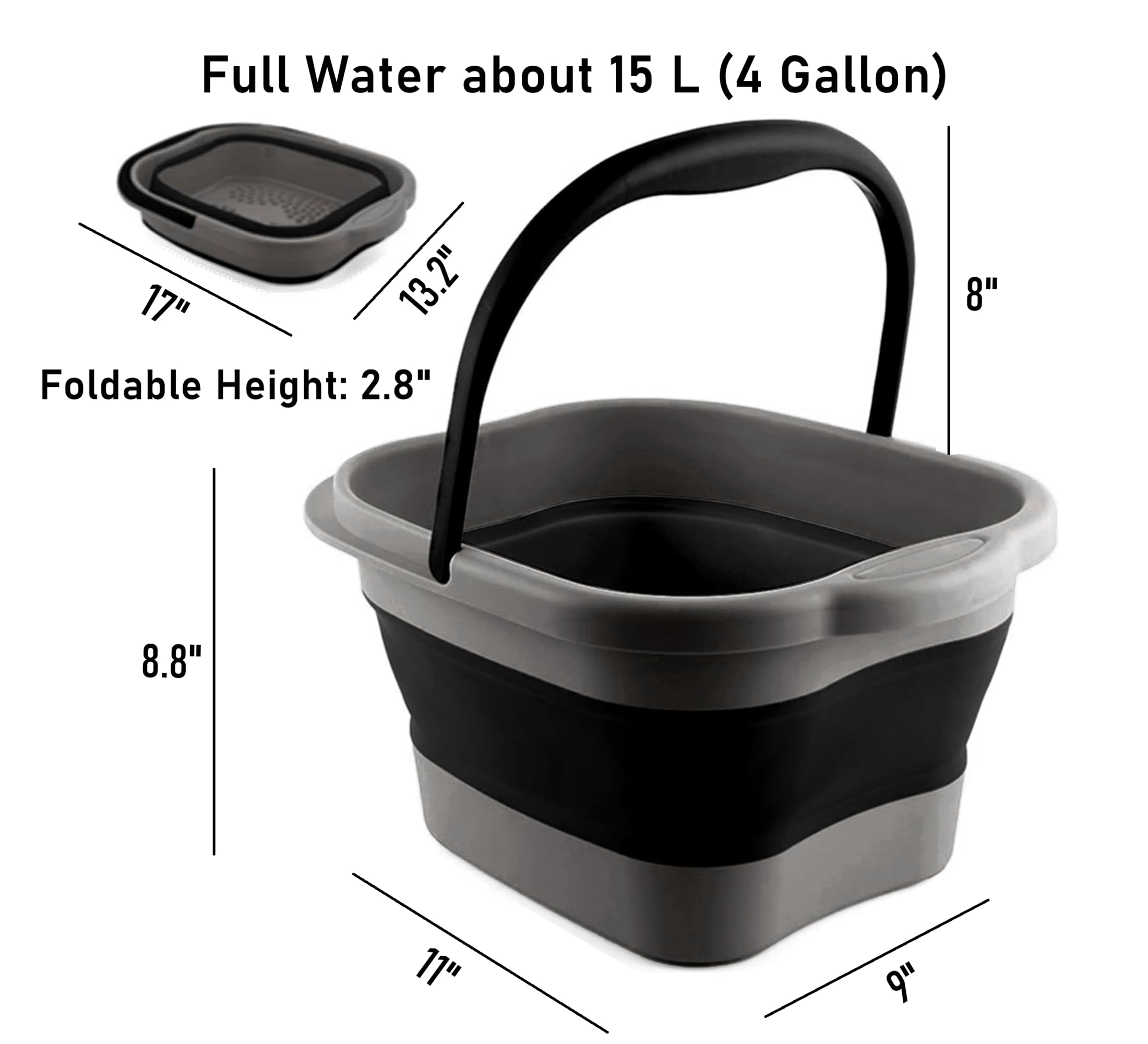 DoroSun bano-pie-capacidad-15l, permite remojar pies con suficiente agua.