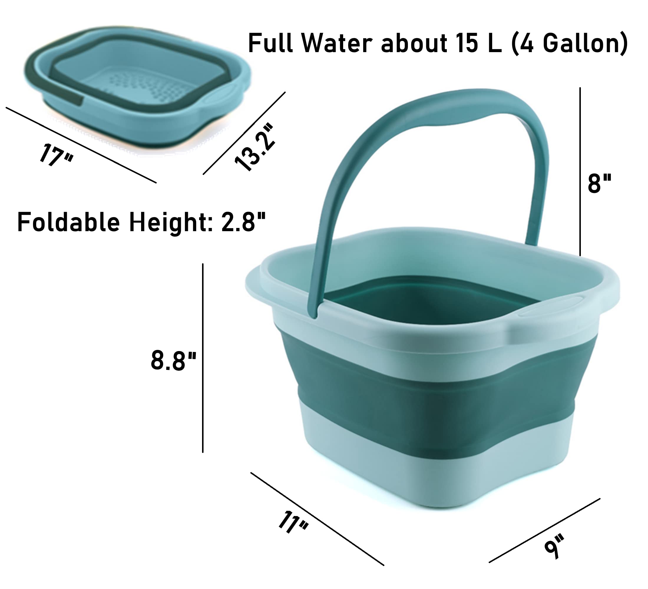 DoroSun bañera de pie plegable 15 L para uso doméstico cómodo.