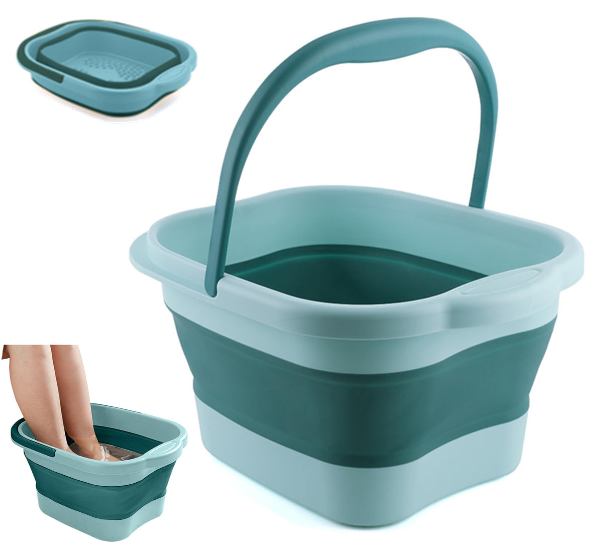 DoroSun bañera de pie plegable con manija, fácil de transportar y guardar.