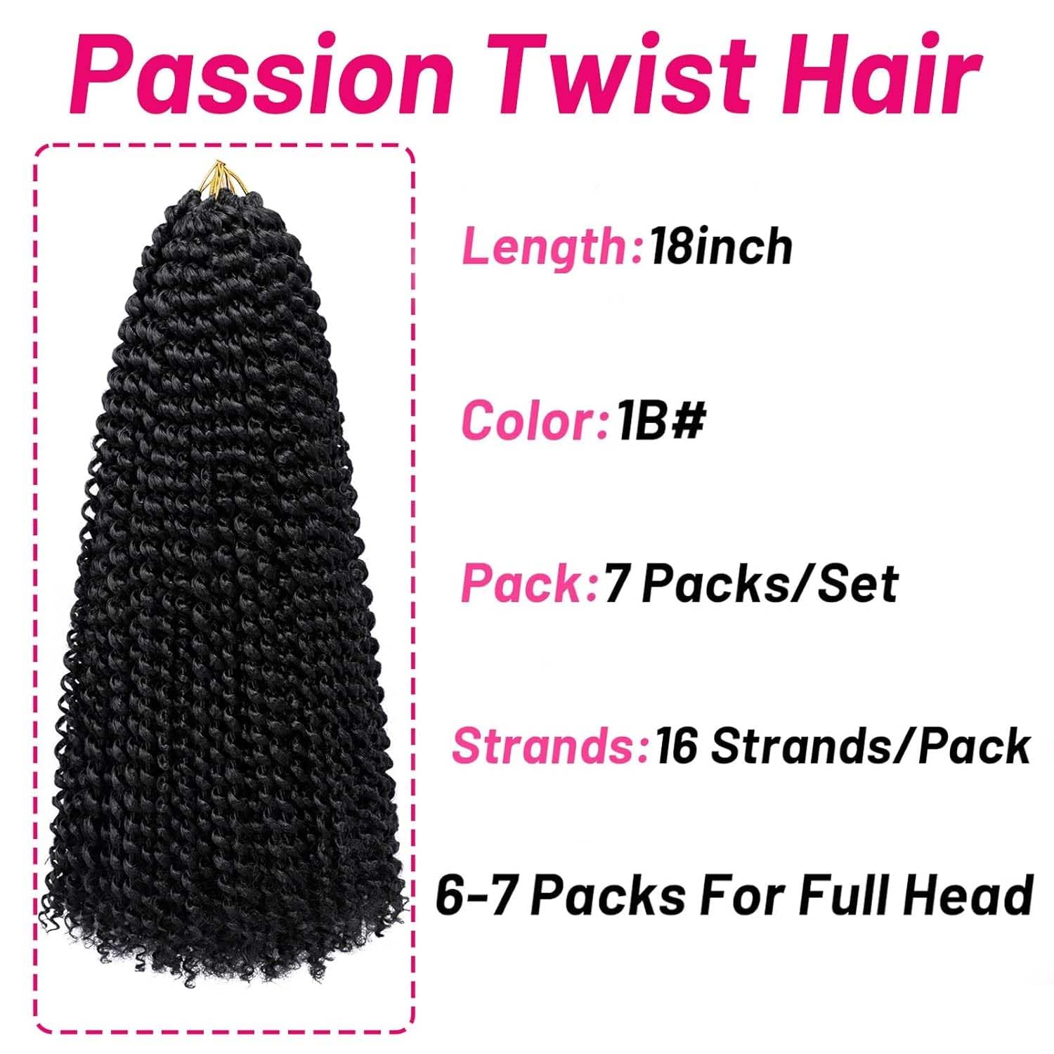 Crochet braids de Dorsanee Passion Twist 18p para estilos versátiles