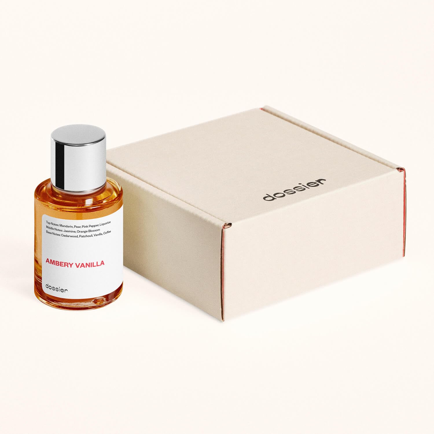 Dossier Ambery Vanilla packaging box, ready for gifting and display.