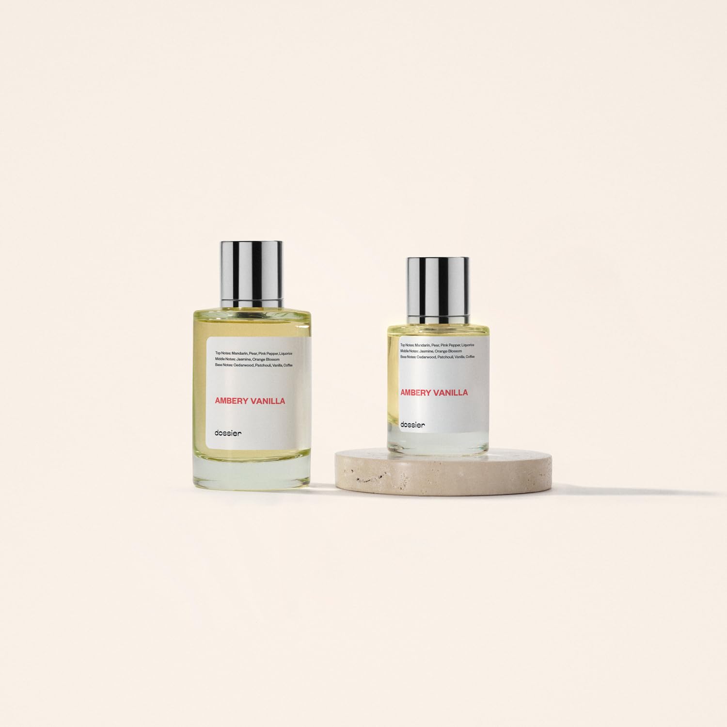 Dossier Ambery Vanilla, uso diario con aroma versátil y agradable.