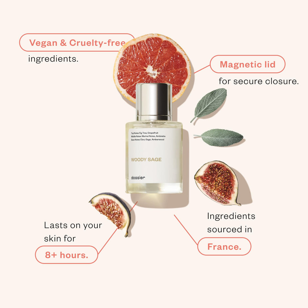 Dossier Woody Sage — spray: aplicación suave para una frescura prolongada
