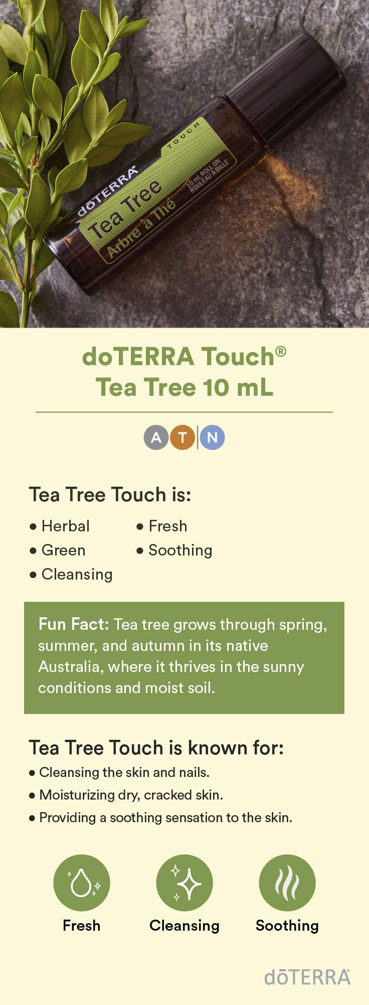 doTERRA Tea Tree Touch aplicación localizada en la piel