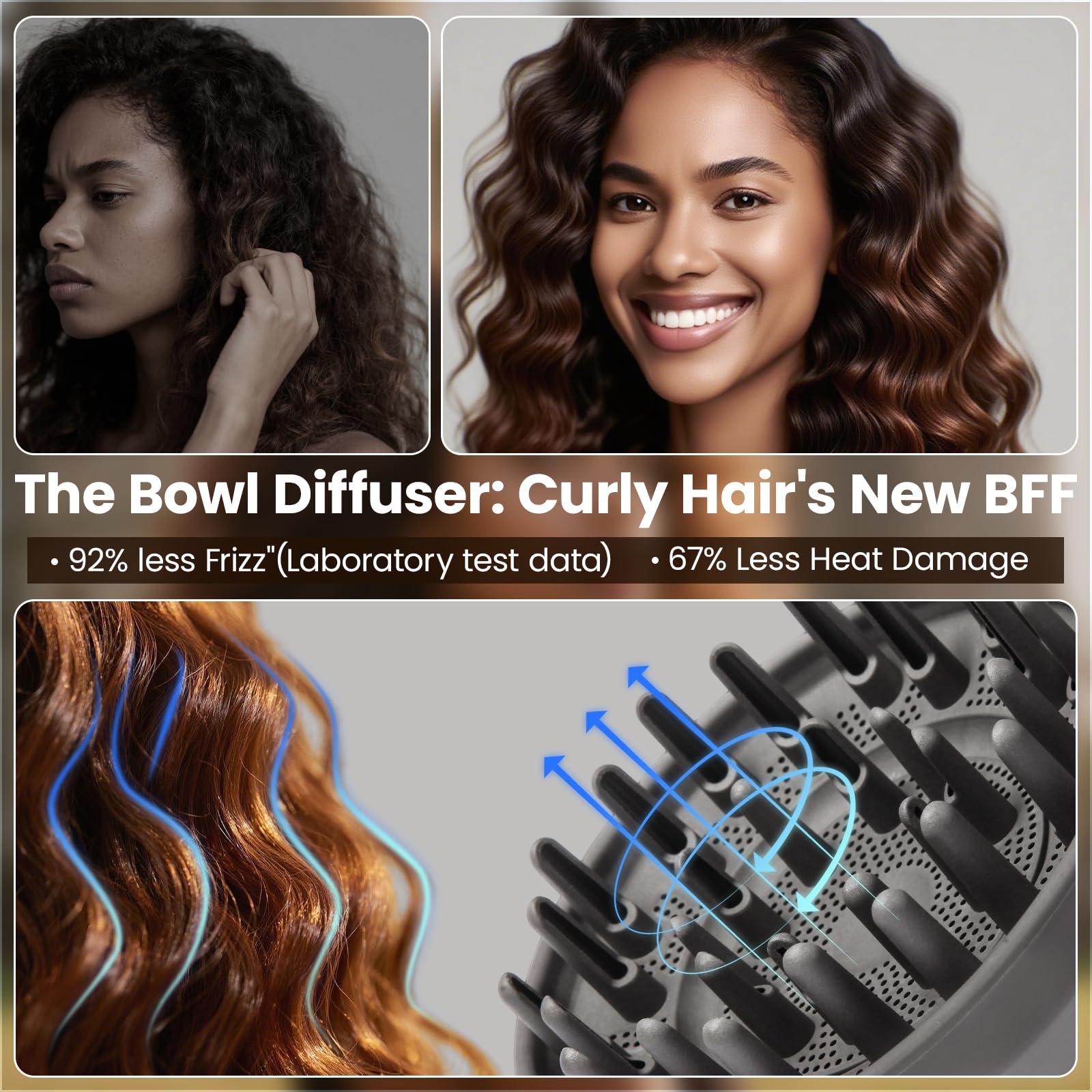 Difusor grande Dotspun para Airwrap: flujo suave que realza ondas naturales.