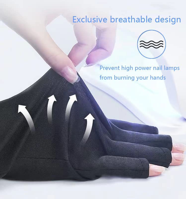Guantes UV Doubao livianos y transpirables para uso prolongado en uñas.