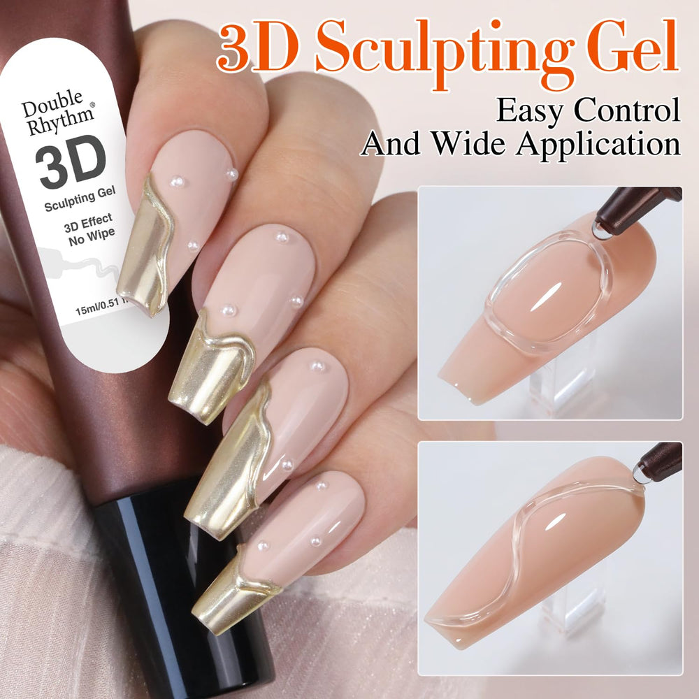 Double Rhythm gel escultura 3D, aplicación sin herramientas para modelar uñas con facilidad.