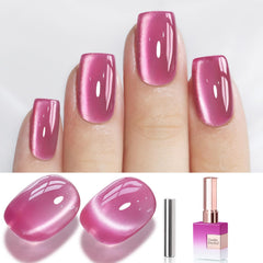 Double Rhythm, gel ojo de gato magnético, purpura-rosa para uñas con efecto deslumbrante.