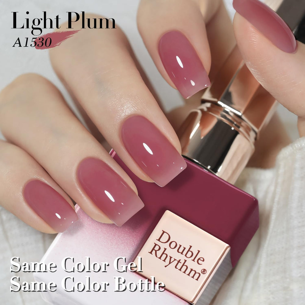 Acabado de alto brillo de Double Rhythm para uñas duraderas.