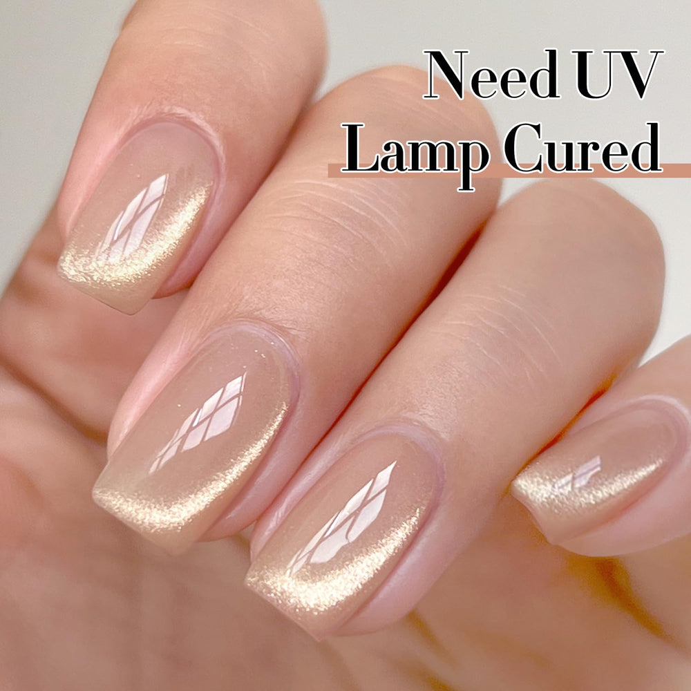 Double Rhythm Cat Eye Gel milky nude, aplicación sencilla para principiantes en casa.