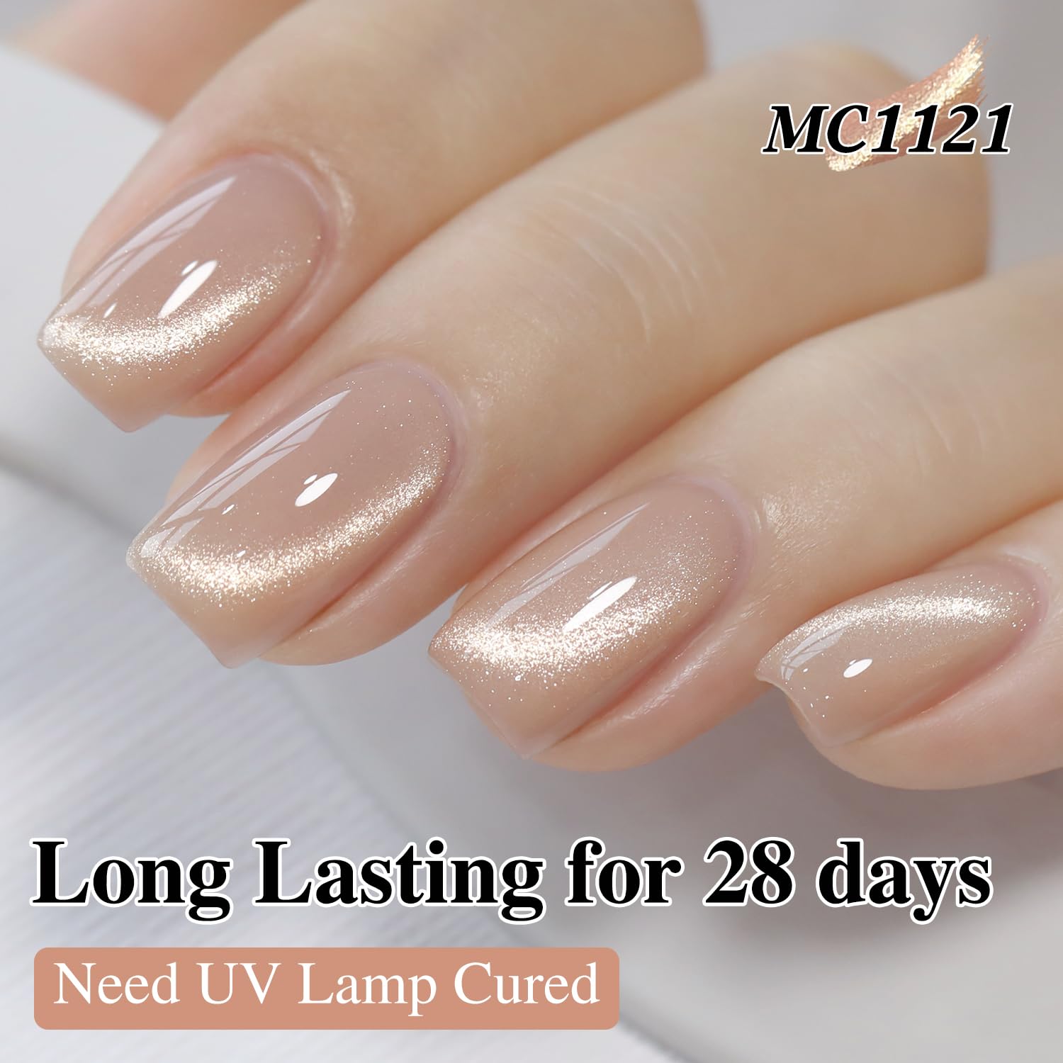 Double Rhythm Cat Eye Gel milky nude, acabado imantado para nail art creativo.