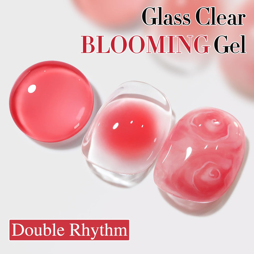 Double Rhythm blooming gel lista para aplicación suave en diseño de uñas.