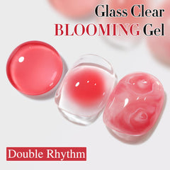 Double Rhythm blooming gel lista para aplicación suave en diseño de uñas.