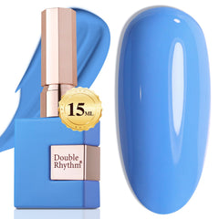 Double Rhythm Esmalte gel azul puro 15 ml para uñas brillantes.
