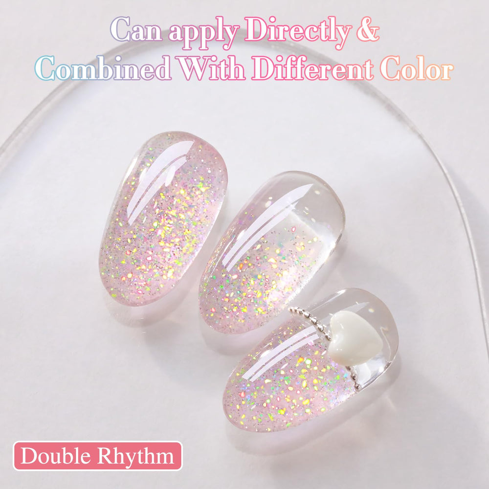 Gel de uñas rosa con brillo perlado para uñas elegantes