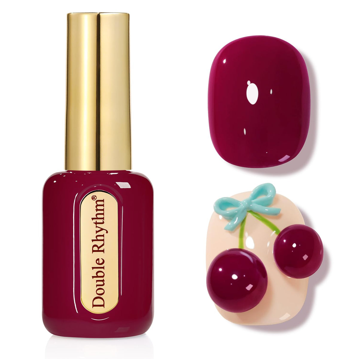 Double Rhythm gel-polish, frasco dorado de 15 ml para uñas naturales.