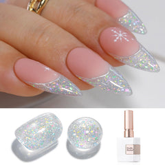 Double Rhythm Esmalte Gel Glitter: botella clara con brillo intenso para uñas