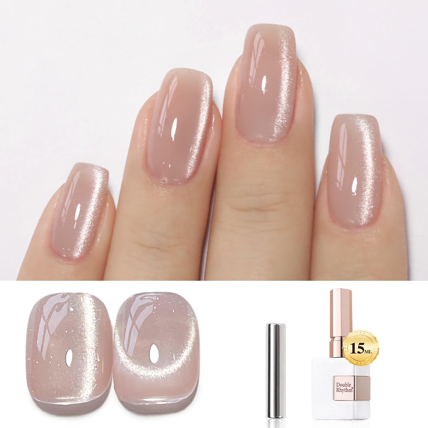 Double Rhythm gel ojo de gato 15ml con acabado brillante translúcido