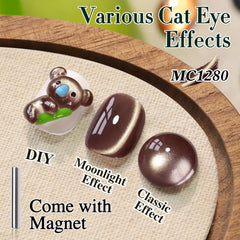 Double Rhythm esmalte gel ojo de gato con brillo holográfico duradero.