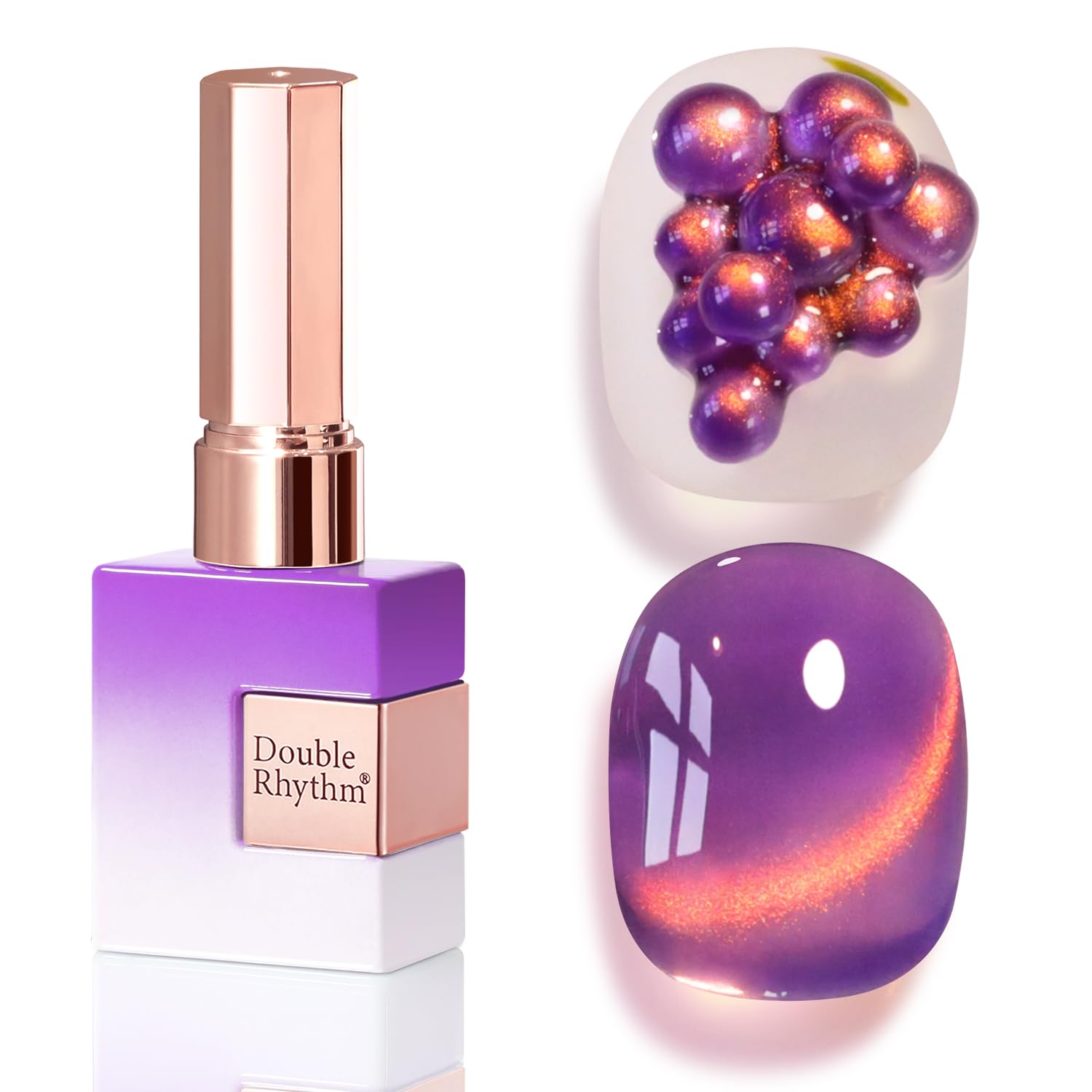 Esmalte gel Double Rhythm ojo de gato con imán para efecto violeta oscuro.