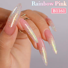 Esmalte gel rosa con efecto perlado y brillo intenso