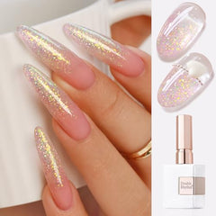 Esmalte gel reflectante rosa de Double Rhythm con acabado perlado
