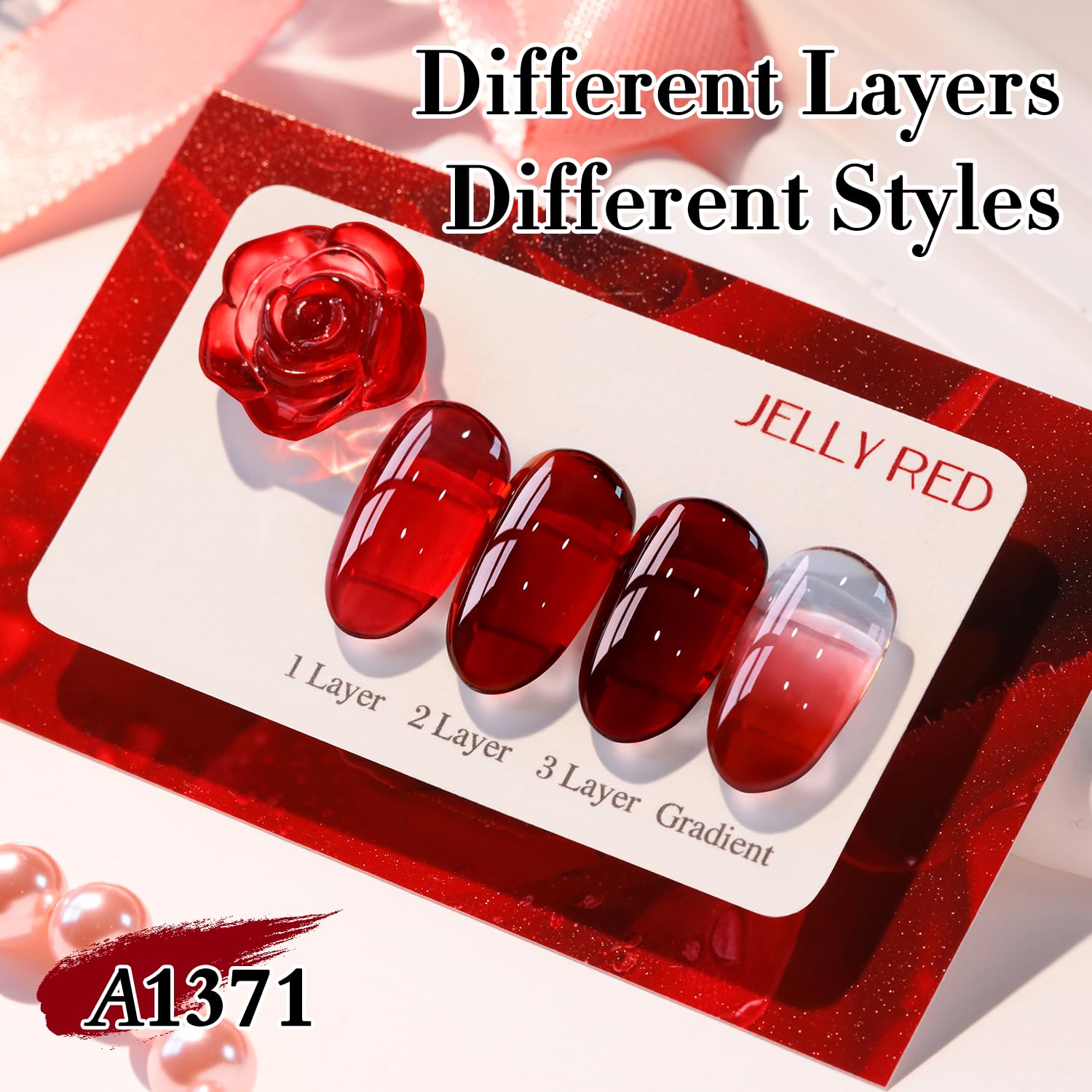 Double Rhythm esmalte gel rojo translúcido 15ml para manicura suave