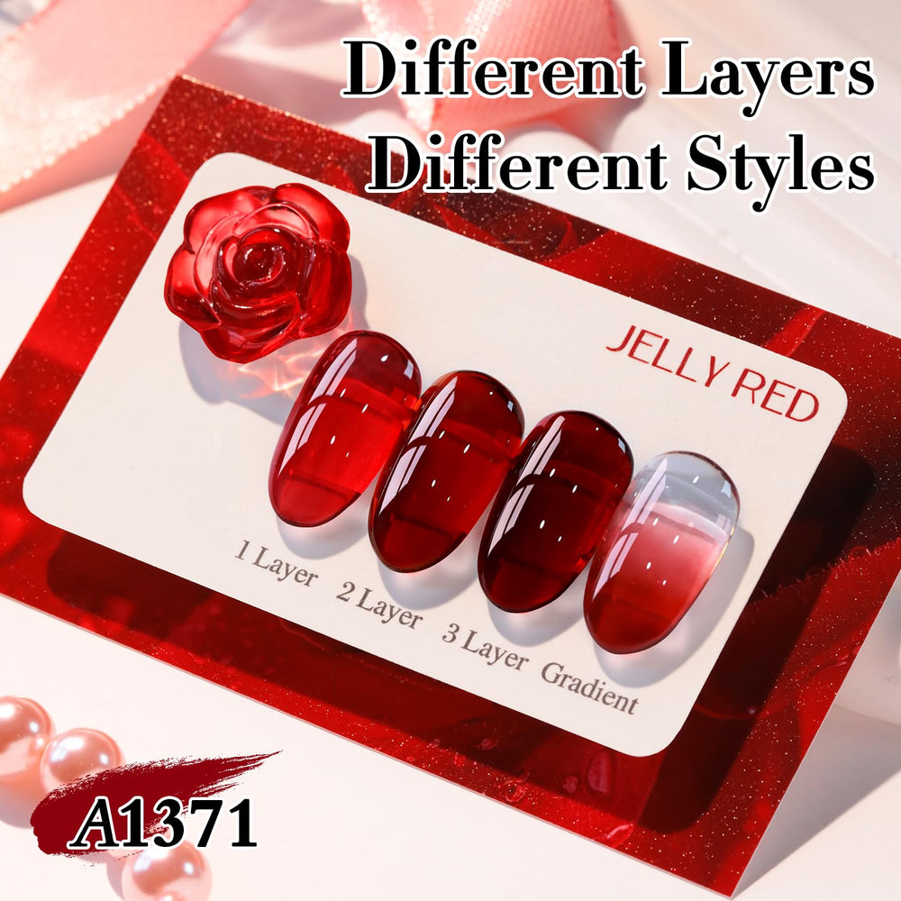 Double Rhythm esmalte gel rojo translúcido 15ml para manicura suave