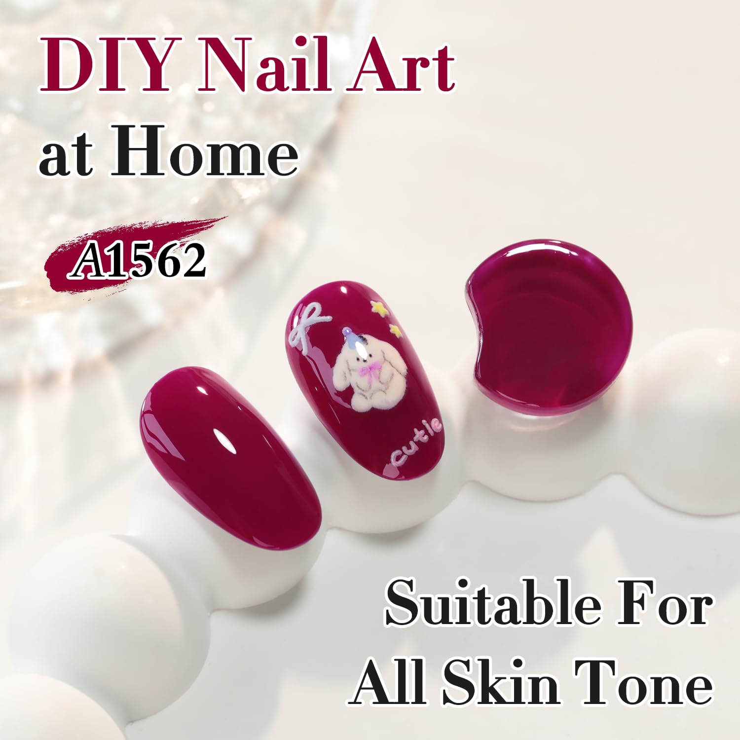 Double Rhythm gel-polish, tono púrpura-rojo C1562 para uñas.