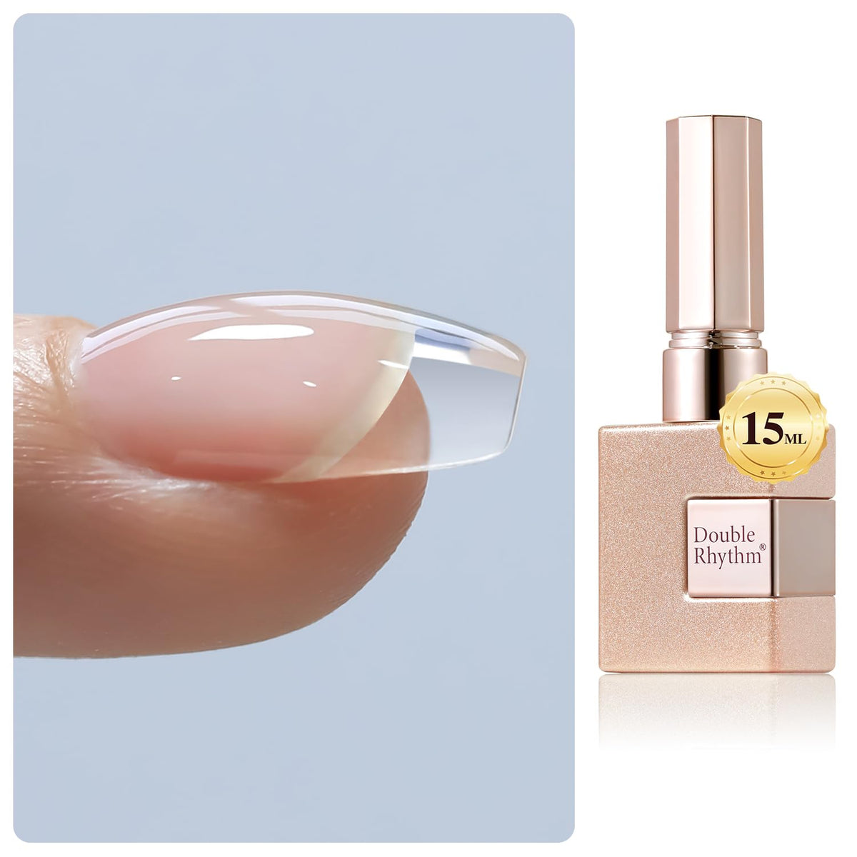 Double Rhythm Fortalecedor uñas Rubber Gel, aplicación suave y resistente