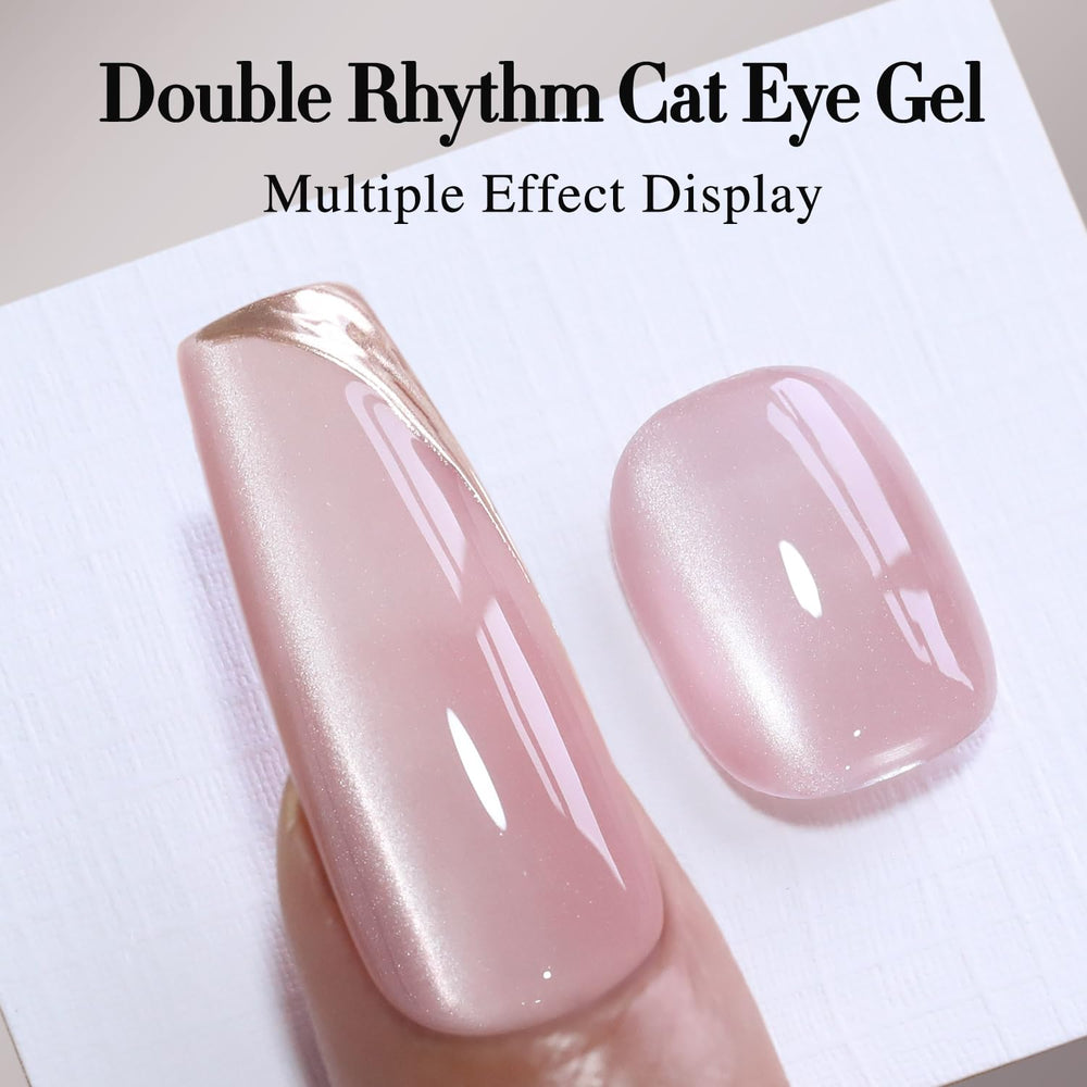Double Rhythm Gel hologografico muestra destellos brillantes con movimiento.