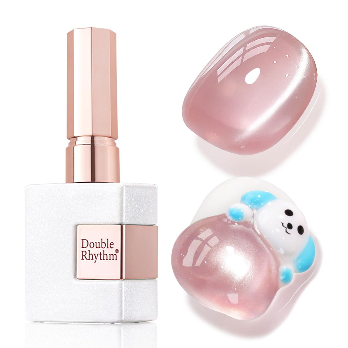 Double Rhythm gel uñas, efecto ojo gato translúcido para estilo.