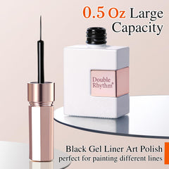 Double Rhythm pincel-preciso-liner-negro facilita trazos definidos.