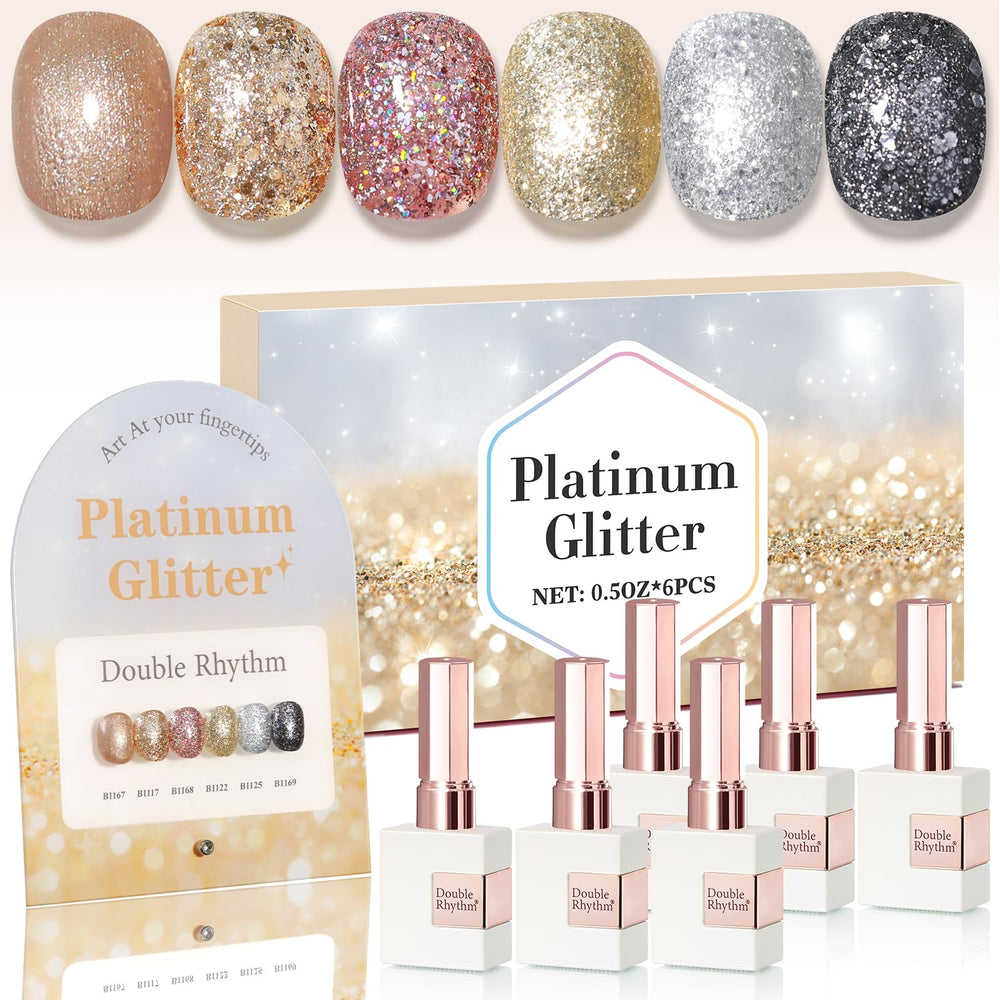 Polish gel de Double Rhythm en rosa oro, brillo duradero para uñas.